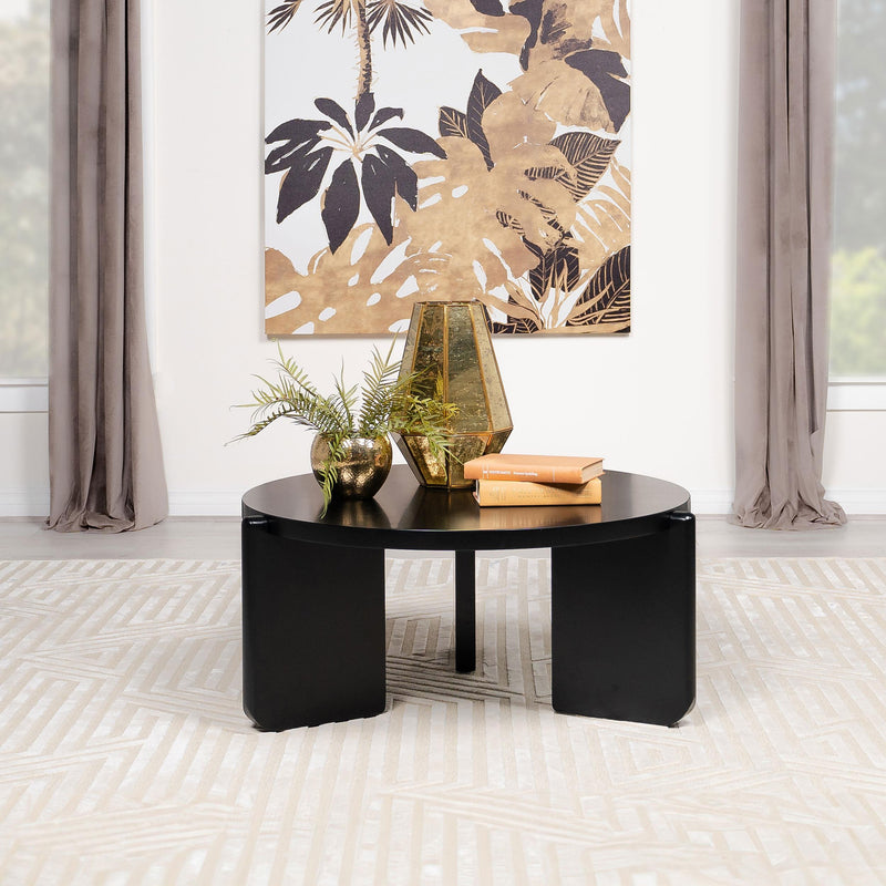 Cordova Round Solid Wood Coffee Table Black - 709678