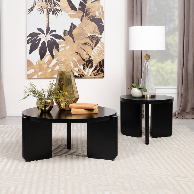 Cordova Round Solid Wood Coffee Table Black - 709678