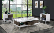 Corinne White/Distressed Dark Oak End Table - FOA4535E
