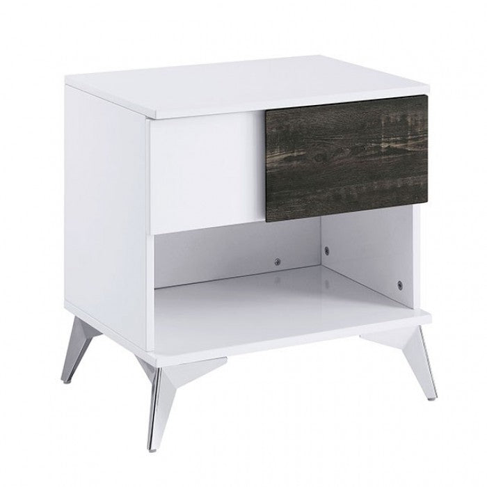 Corinne White/Distressed Dark Oak End Table - FOA4535E