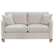 Corliss Upholstered Curved Track Arm Loveseat Beige - 508822