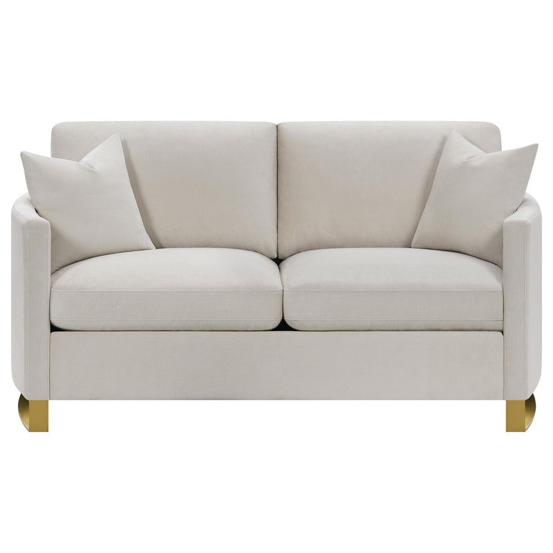 Corliss Upholstered Curved Track Arm Loveseat Beige - 508822