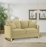 Corliss Upholstered Curved Track Arm Loveseat Camel - 508825