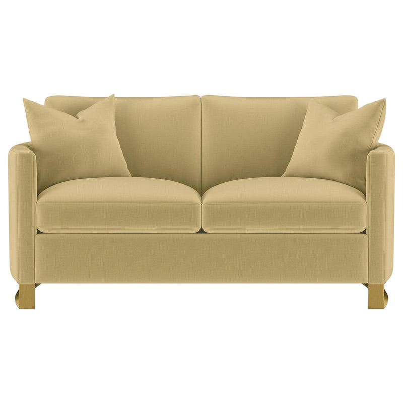 Corliss Upholstered Curved Track Arm Loveseat Camel - 508825