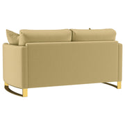 Corliss Upholstered Curved Track Arm Loveseat Camel - 508825