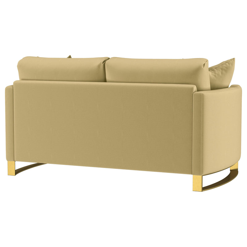 Corliss Upholstered Curved Track Arm Loveseat Camel - 508825