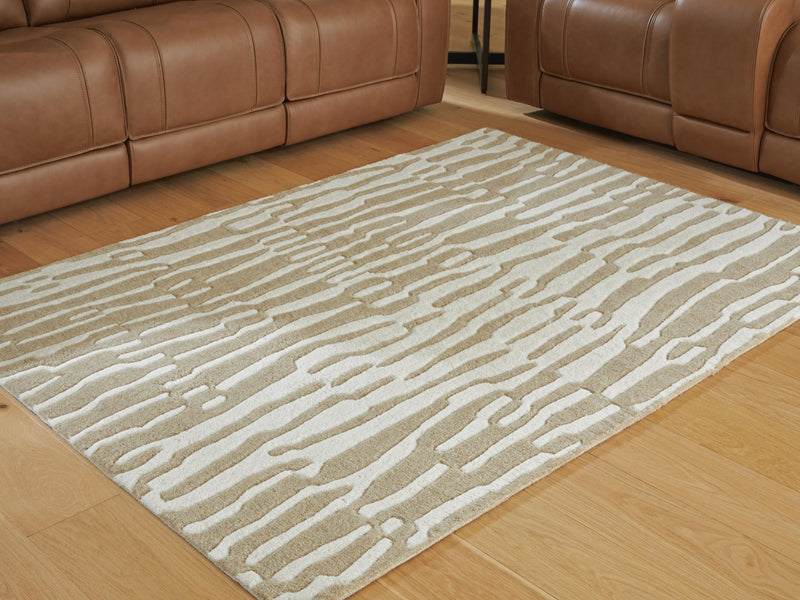 Corrbell Beige/White 5' x 7' Area Rug - R407632