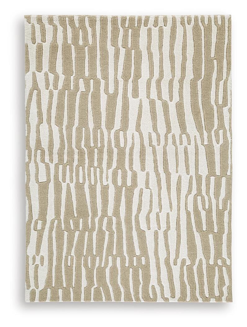 Corrbell Beige/White 5' x 7' Area Rug - R407632