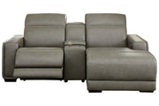 Correze Gray 3 - Piece Power Reclining Sectional with Chaise - Gate FurniturePower Reclining Sectional