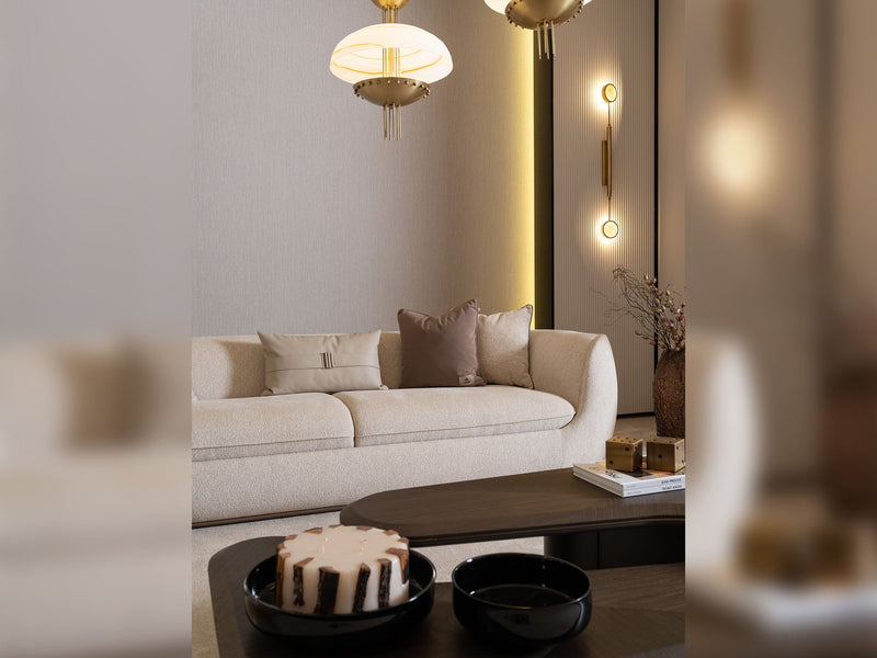 Corte 4-pieces (Four Seater lounge Sofa & 1 Four Seater Sofa &  2 Chair) Livingroom in Cream - 200-GAB-COR-4L411