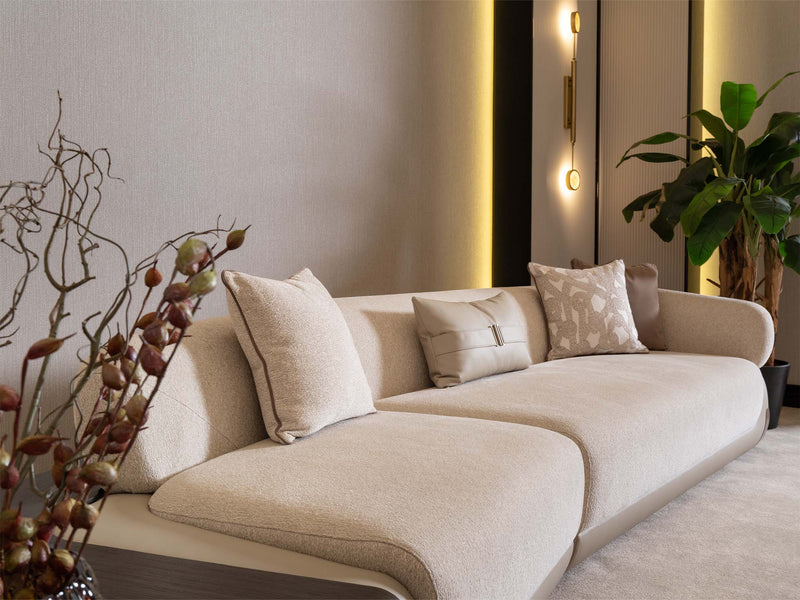 Corte 4-pieces (Four Seater lounge Sofa & 1 Four Seater Sofa &  2 Chair) Livingroom in Cream - 200-GAB-COR-4L411