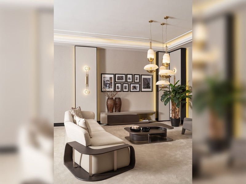 Corte 4-pieces (Four Seater lounge Sofa & 1 Four Seater Sofa &  2 Chair) Livingroom in Cream - 200-GAB-COR-4L411
