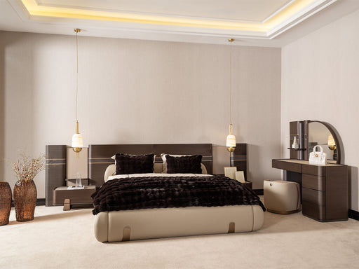 Corte Bedroom (Queen Frame With Headboard & Dresser With Mirror & Ottoman & 2 Nightstand) - 200-GAB-COR-QB-SET