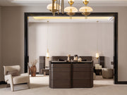 Corte Bedroom (Queen Frame With Headboard & Dresser With Mirror & Ottoman & 2 Nightstand) - 200-GAB-COR-QB-SET