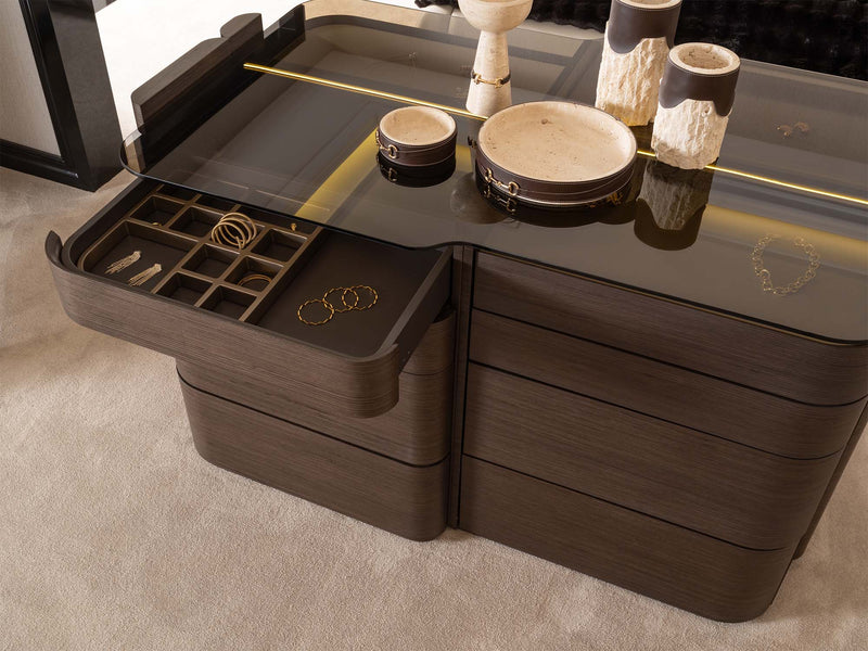 Corte Bedroom (Queen Frame With Headboard & Dresser With Mirror & Ottoman & 2 Nightstand) - 200-GAB-COR-QB-SET