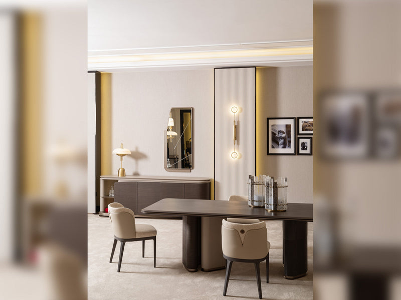 Corte Diningroom (Consol With Mirror & Dining Table & 6 Dining Chair) - 200-GAB-COR-DT-6-SET
