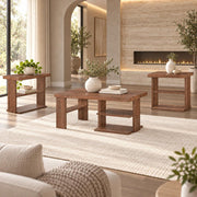 Costa - 3 PC Brown Coffee Table Set, Coffee Table and 2 End Tables - T185-3PC-Set
