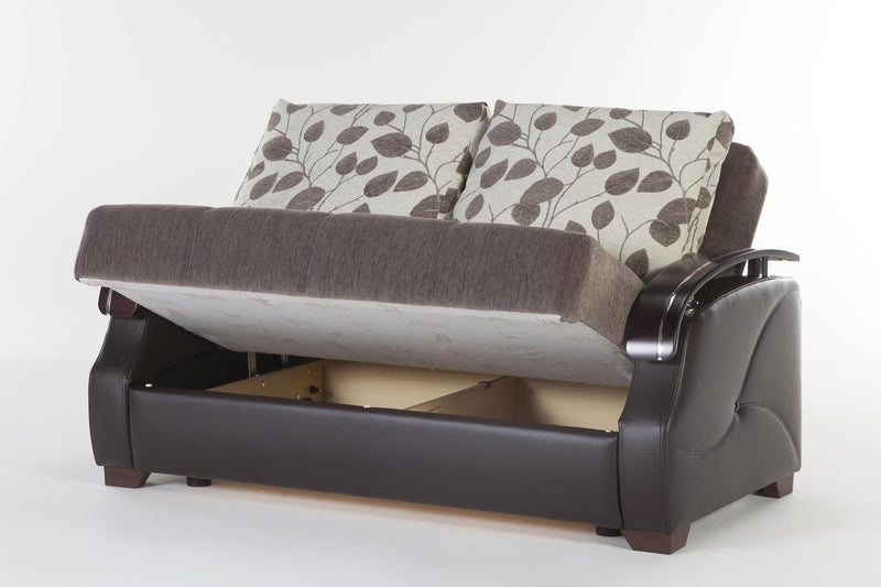 Costa 3 Seat Sleeper (Armoni Brown)/W Brown Vynil 1 Piece - Gate FurnitureSleeper Sofa