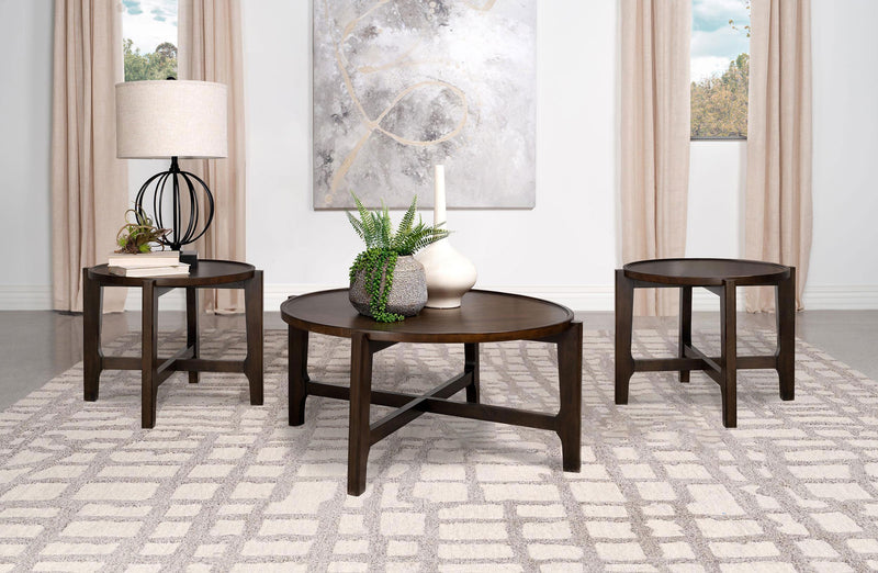 Cota 3-piece Solid Wood Coffee and End Table Set Dark Brown - 708288-S3