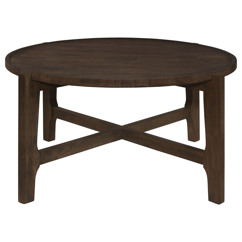 Cota Round Solid Wood Coffee Table Dark Brown - 708288