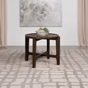 Cota Round Solid Wood End Table Dark Brown - 708287