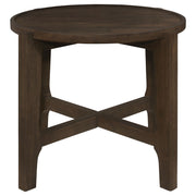 Cota Round Solid Wood End Table Dark Brown - 708287