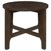 Cota Round Solid Wood End Table Dark Brown - 708287