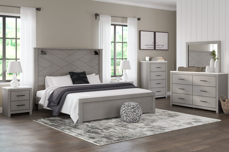 Cottonburg Light Gray/White Lighted Panel Bedroom Set - Gate FurnitureBedroom Set