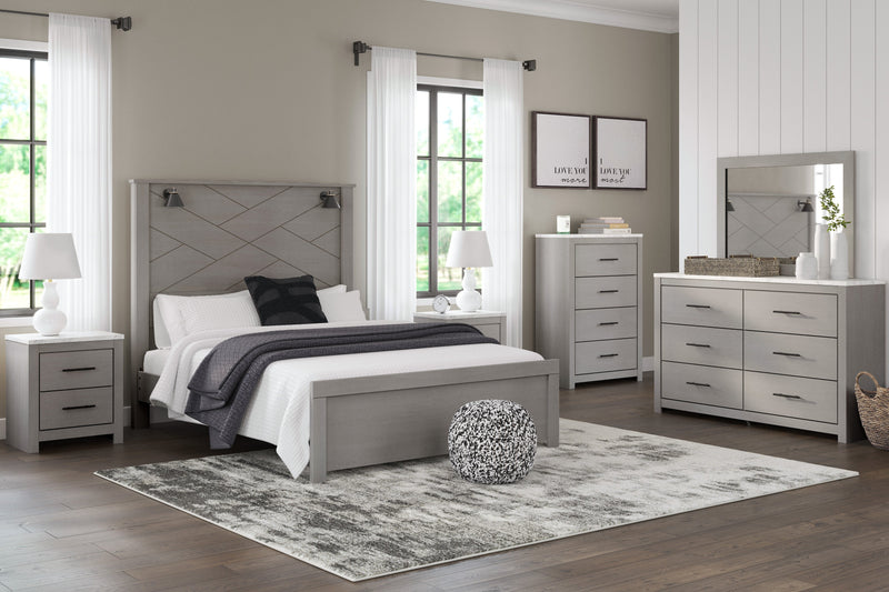 Cottonburg Light Gray/White Lighted Panel Bedroom Set - Gate FurnitureBedroom Set