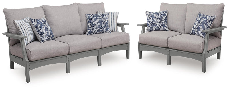 Cove Beach Outdoor Sofa and Loveseat in Gray - PKG024583