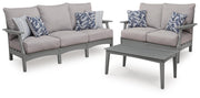 Cove Beach Outdoor Sofa and Loveseat with Coffee Table in Gray - PKG024584