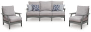 Cove Beach Outdoor Sofa with 2 Lounge Chairs in Gray - PKG024585
