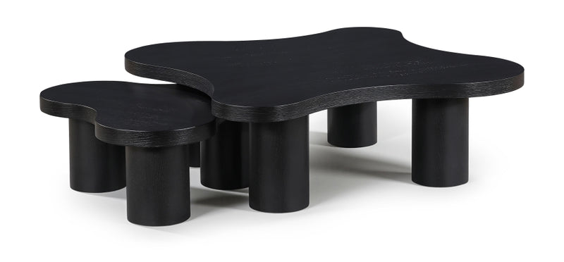 Cove Oak Veneer And Solid Wood 2pc. Coffee Table in Black - 99000Black-CT-2PC