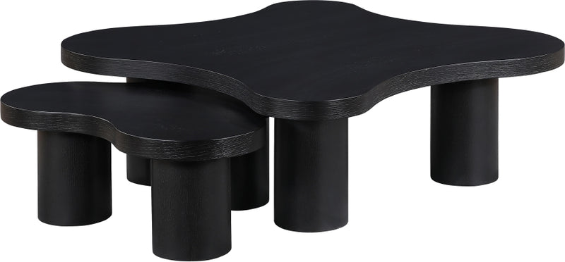 Cove Oak Veneer And Solid Wood 2pc. Coffee Table in Black - 99000Black-CT-2PC
