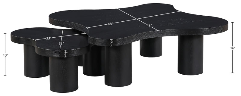 Cove Oak Veneer And Solid Wood 2pc. Coffee Table in Black - 99000Black-CT-2PC