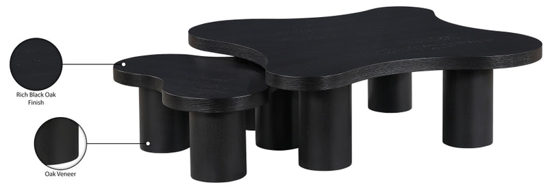 Cove Oak Veneer And Solid Wood 2pc. Coffee Table in Black - 99000Black-CT-2PC