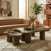 Cove Oak Veneer And Solid Wood 2pc. Coffee Table in Brown - 99000Brown-CT-2PC