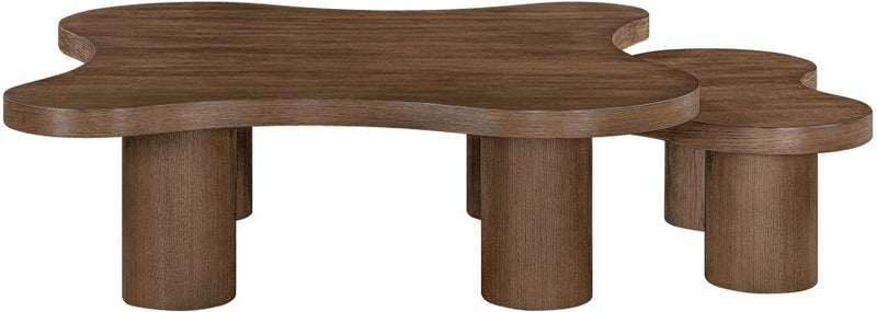 Cove Oak Veneer And Solid Wood 2pc. Coffee Table in Brown - 99000Brown-CT-2PC