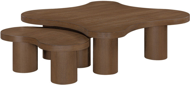 Cove Oak Veneer And Solid Wood 2pc. Coffee Table in Brown - 99000Brown-CT-2PC