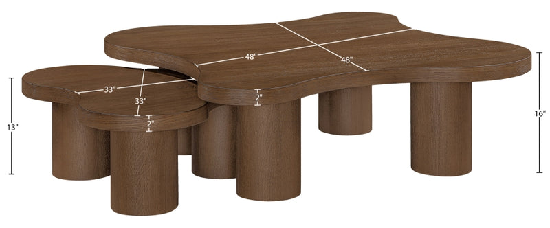 Cove Oak Veneer And Solid Wood 2pc. Coffee Table in Brown - 99000Brown-CT-2PC