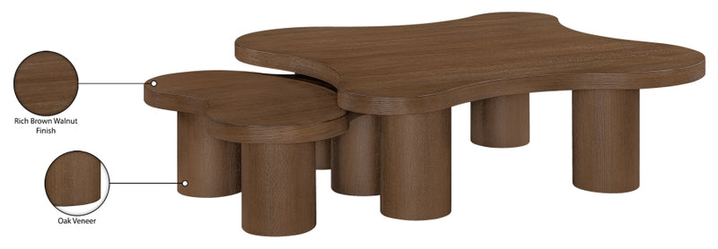Cove Oak Veneer And Solid Wood 2pc. Coffee Table in Brown - 99000Brown-CT-2PC