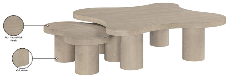 Cove Oak Veneer And Solid Wood 2pc. Coffee Table in Natural - 99000Natural-CT-2PC