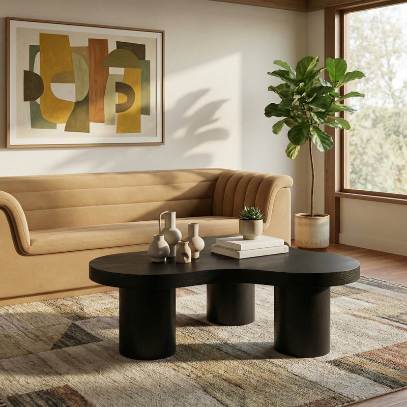 Cove Oak Veneer And Solid Wood Coffee Table in Black - 99000Black-CT13