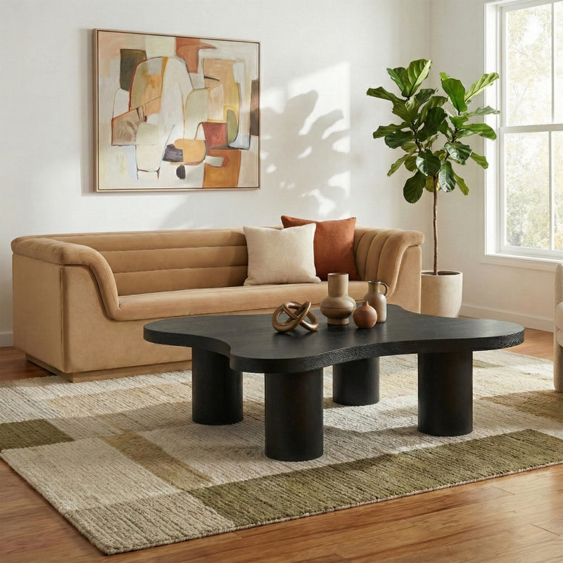 Cove Oak Veneer And Solid Wood Coffee Table in Black - 99000Black-CT16
