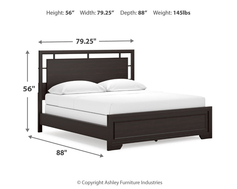 Covetown California King Panel Bed with 2 Nightstands in Dark Brown from Ashley - Luna Furniture