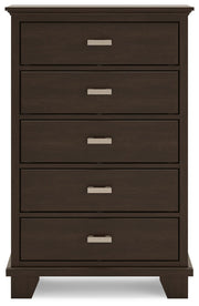 Covetown Dark Brown Full Panel Bed, Chest and Nightstand - B441B16