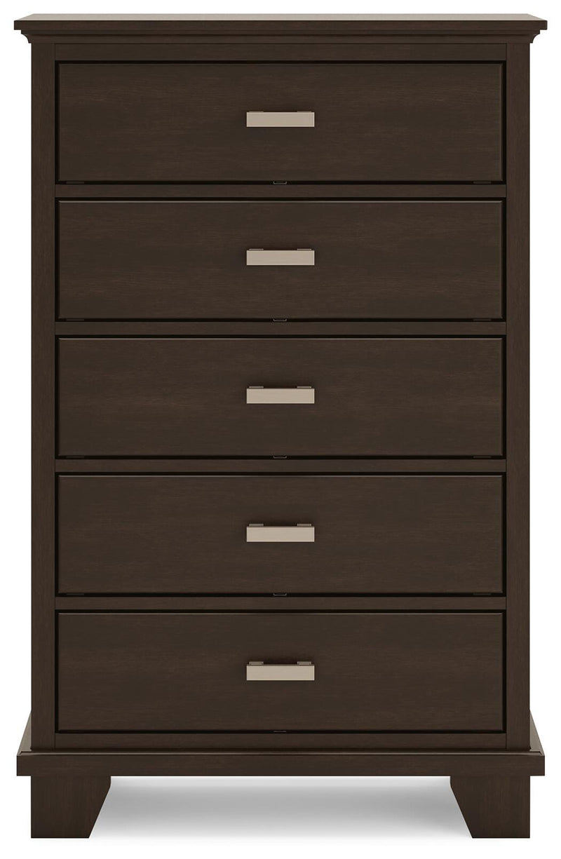 Covetown Dark Brown Full Panel Bed, Chest and Nightstand - B441B16