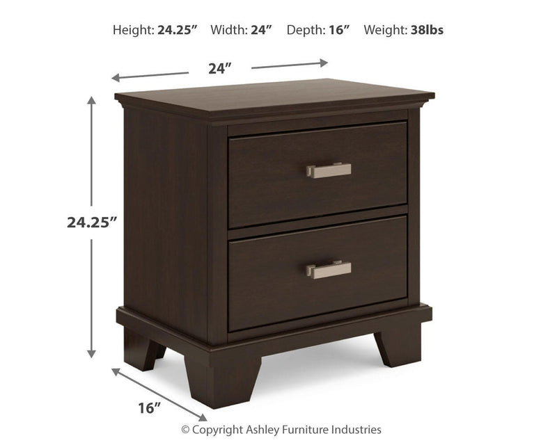 Covetown Dark Brown Full Panel Bed, Chest and Nightstand - B441B16