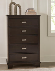 Covetown Dark Brown Full Panel Bed, Chest and Nightstand - B441B16