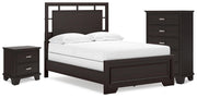 Covetown Dark Brown Full Panel Bed, Chest and Nightstand - B441B16